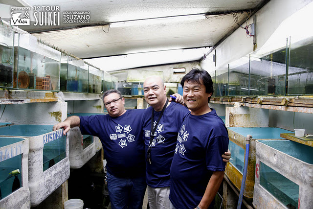 Um encontro de grandes amigos Toninho (Aquaterrário), Ricardo Kobe (Fotógrafo) e Roberto (Chácara Takeyoshi).