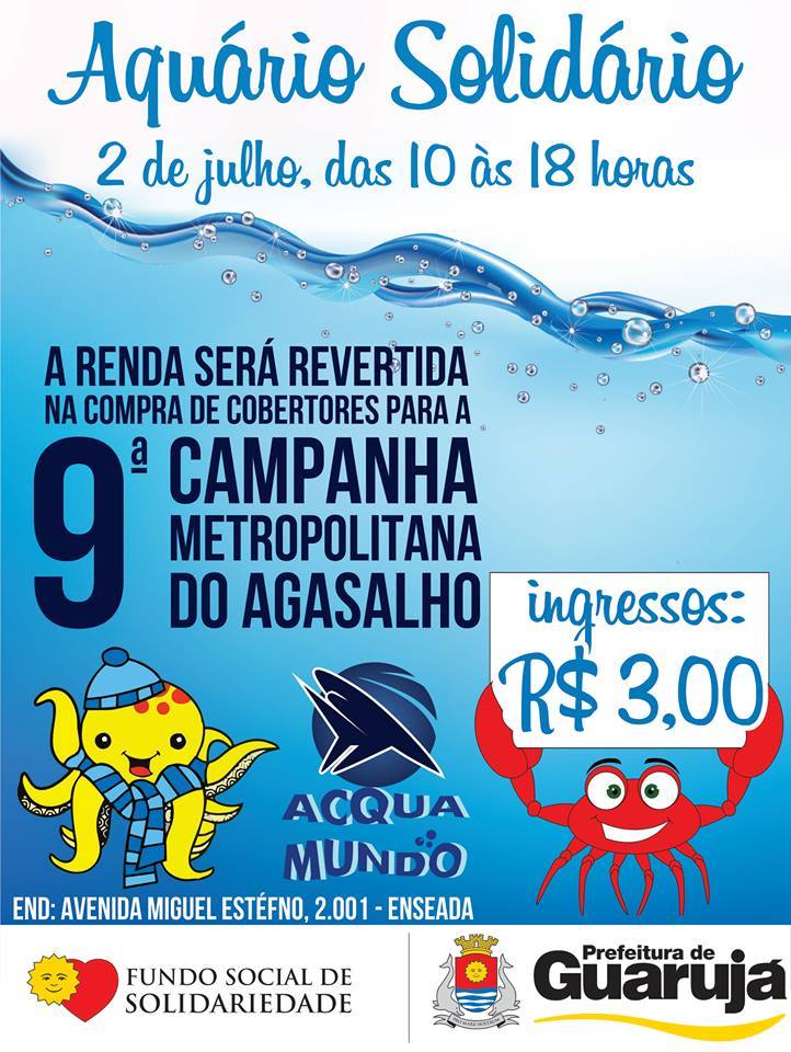 O Acqua Mundo em Guarujá promove “Aquário Solidário”, ingressos à 3 reais.