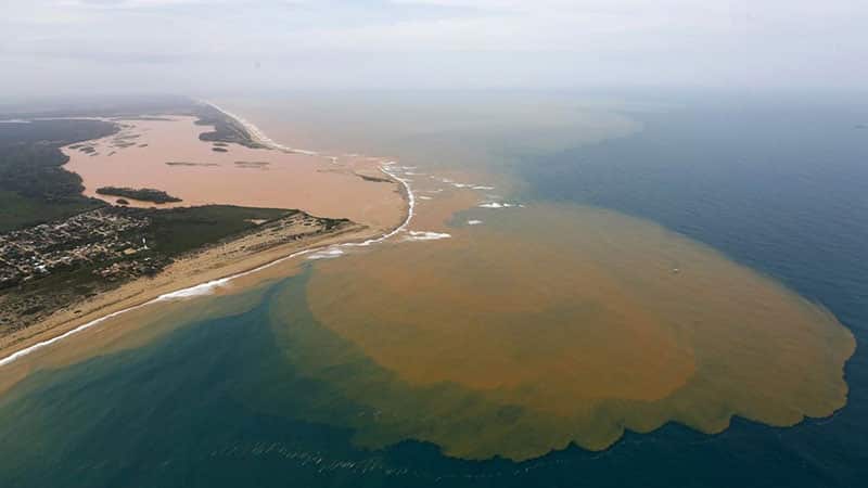 mar de lama do rio doce invade o mar