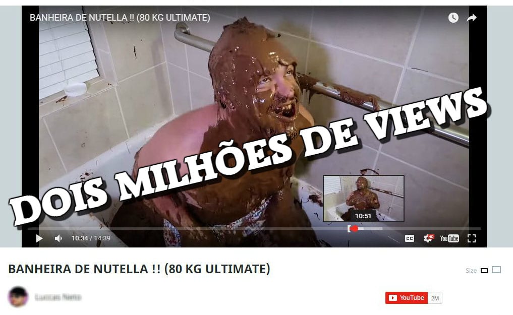 Banho de nutella no Youtube